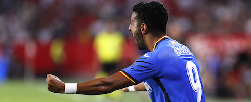 Getafe's Angel Rodriguez celebrates