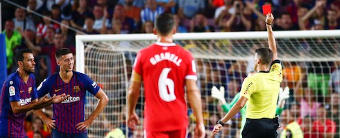 Barcelona's Clement Lenglet red-carded
