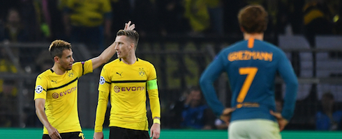 Atletico Madrid's Antoine Griezmann looks on against Borussia Dortmund