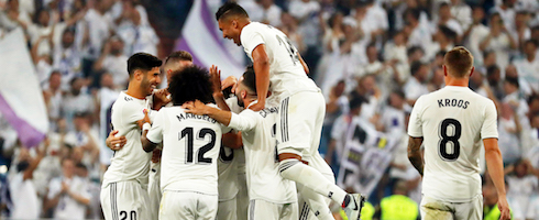 Real Madrid players celebrating