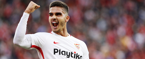 Sevilla's Andre Silva celebrates