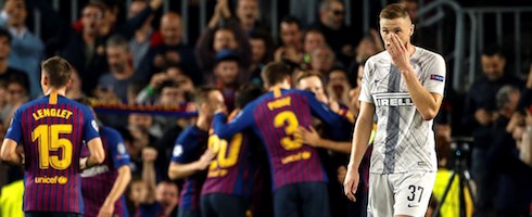 Barcelona celebrating against Inter