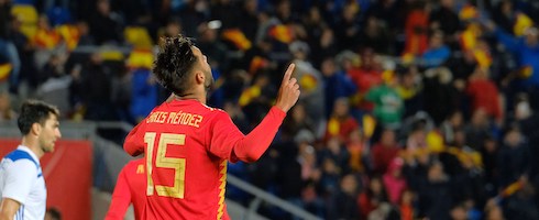 Spain's Brais Mendez celebrating