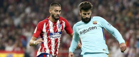 Barcelona's Gerard Pique against Atletico Madrid
