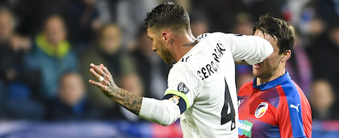 Real Madrid Sergio Ramos against Viktoria Plzen
