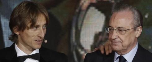 Real Madrid midfielder Luka Modric and president Florentino Perez
