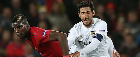 Valencia's Dani Parejo against Manchester United