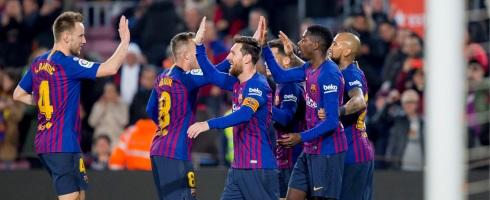 Barcelona players celebrate
