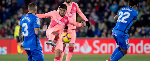 Barcelona's Luis Suarez against Getafe