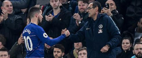 Eden Hazard and Maurizio Sarri at Chelsea