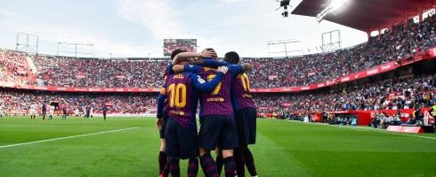 Barcelona players celebrate