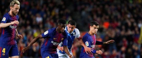 Ivan Rakitic, Ousmane Dembele and Philippe Coutinho
