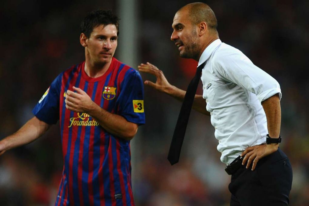 Lionel Messi and Pep Guardiola