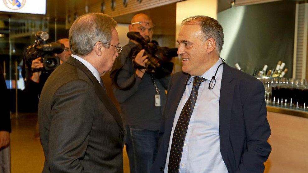 Florentino Perez, Real Madrid president, and La Liga supremo Javier Tebas
