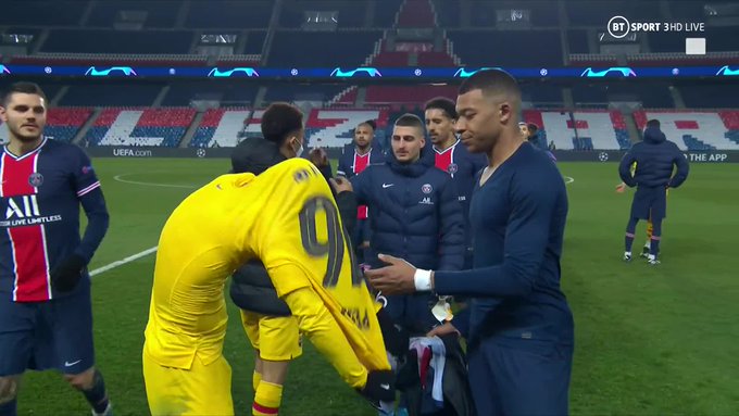 Watch: Kylian Mbappe appears to ask Pedri to swap shirts with him upon the full-time whistle