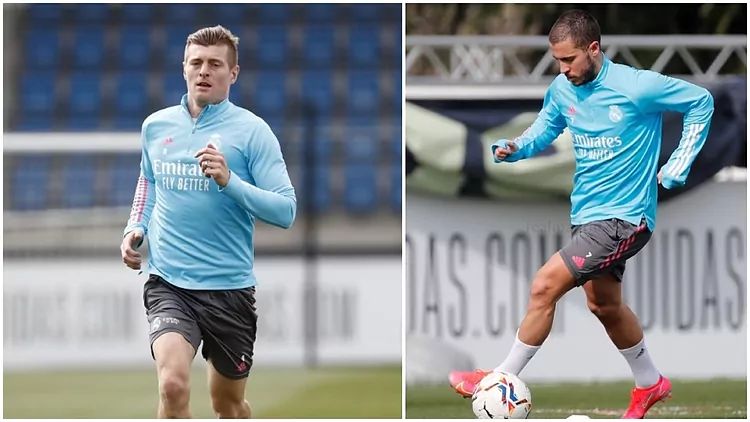Toni Kroos and Eden Hazard