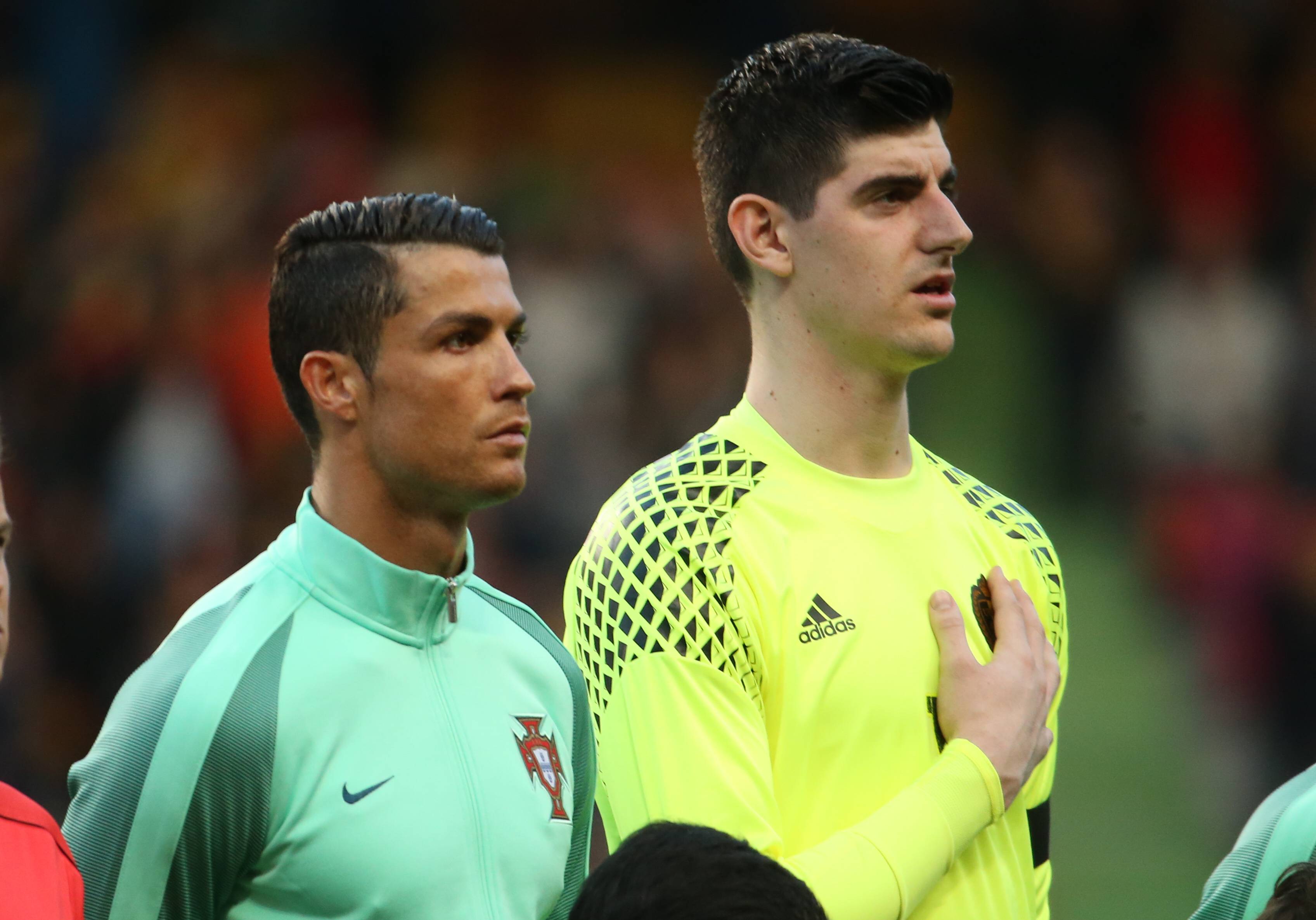 Thibaut Courtois and Cristiano ROnaldo