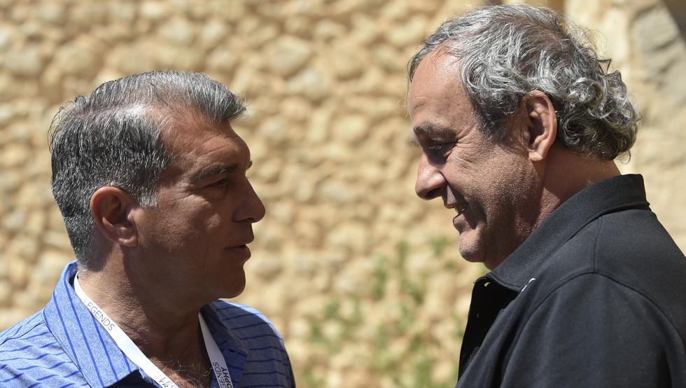 Joan Laporta and Michel Platini