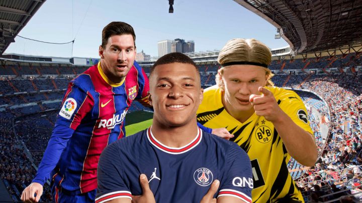Lionel Messi, Kylian Mbappe and Erling Haaland