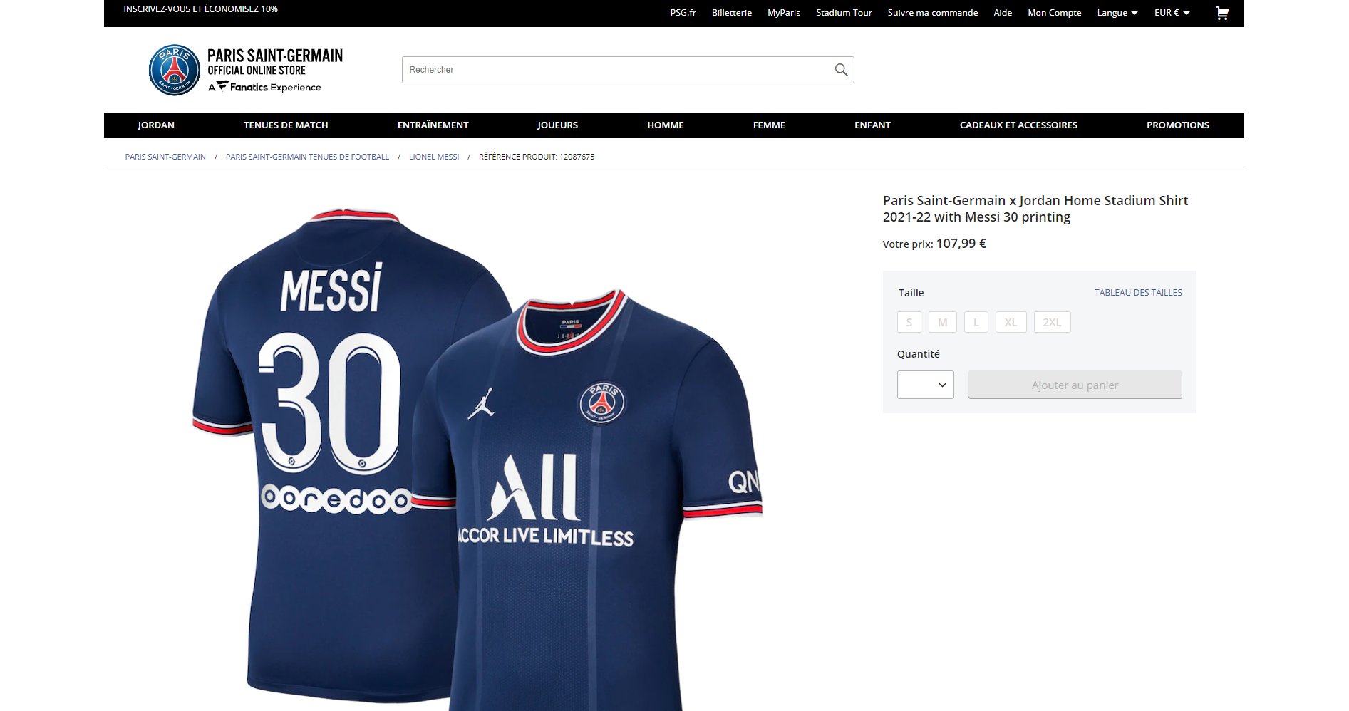 Lionel Messi’s shirt sold out on Paris Saint-Germain’s official online store in 30 minutes