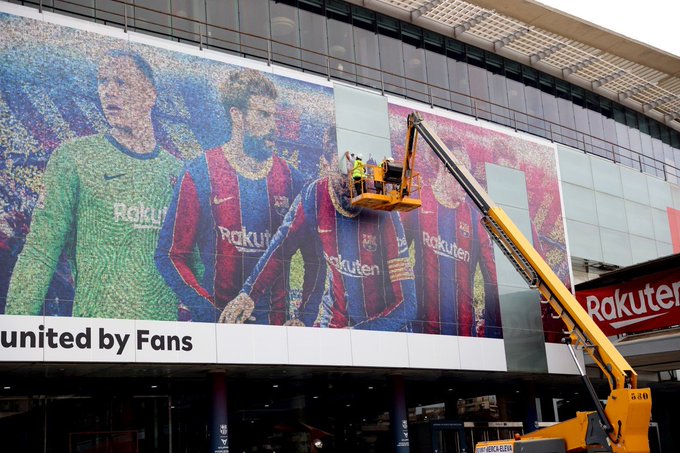 Barcelona begin the post-Messi era by tearing down last season’s images from Camp Nou