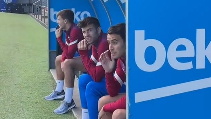 Xavi takes his first training session