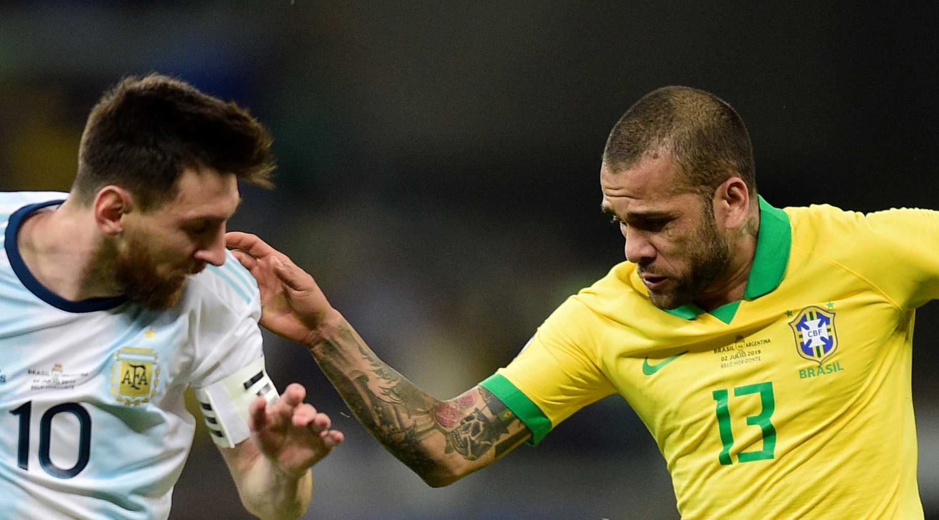 Dani Alves and Lionel Messi