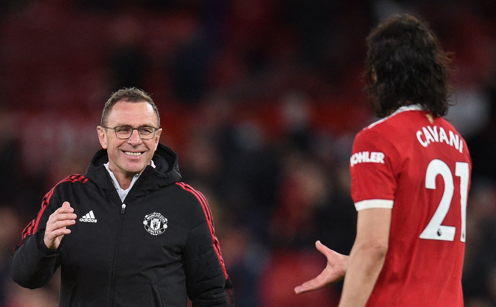 Ralph Rangnick and Edinson Cavani