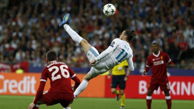Bale's iconic overhead kick against Liverpool.