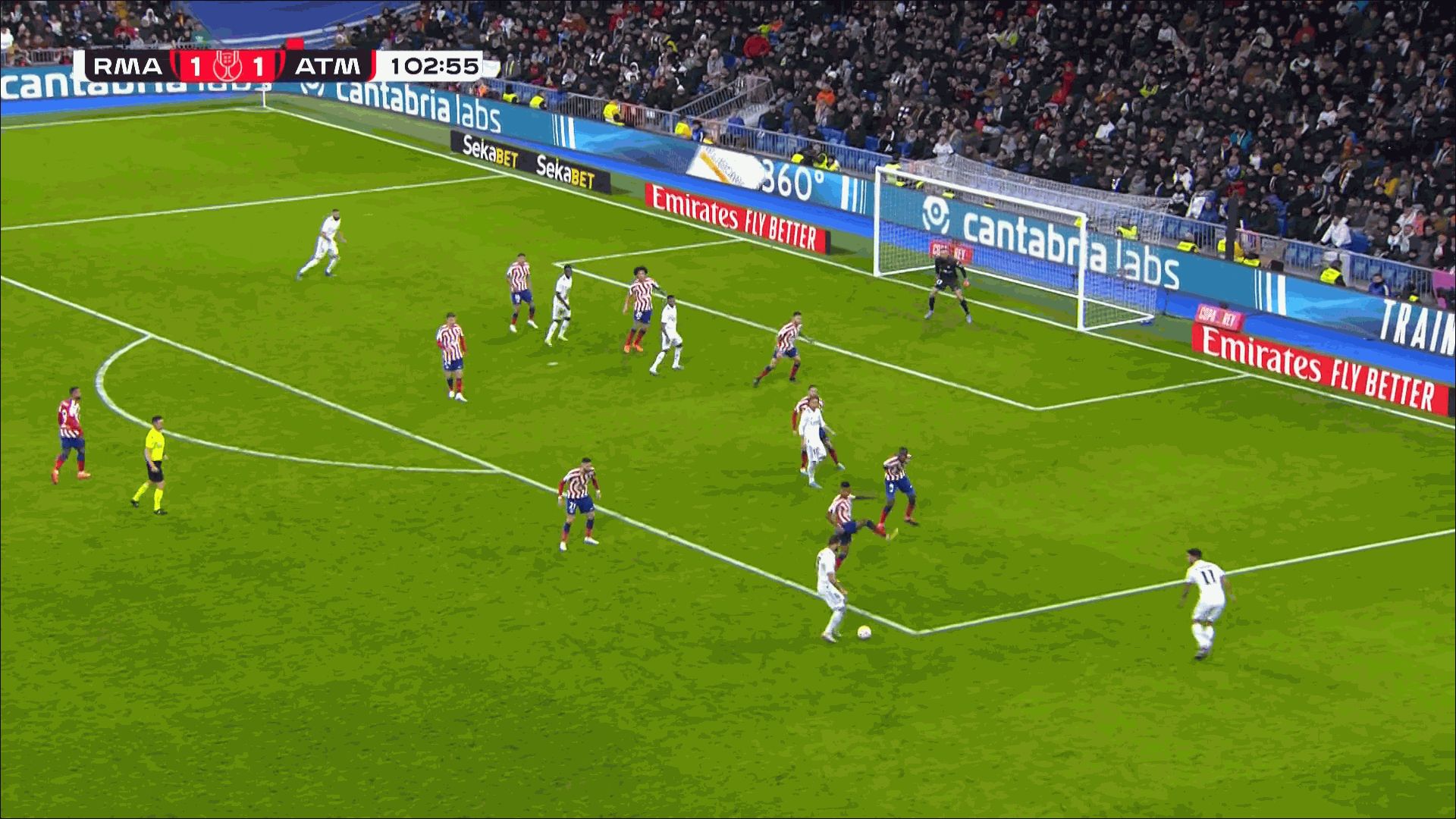 WATCH: Real Madrid lead in extra time against ten man Atletico Madrid