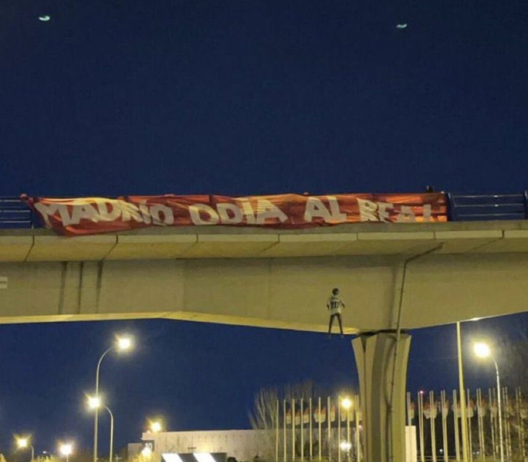 Atletico Madrid fans shock Spain by hanging Vinicius mannequin from road bridge
