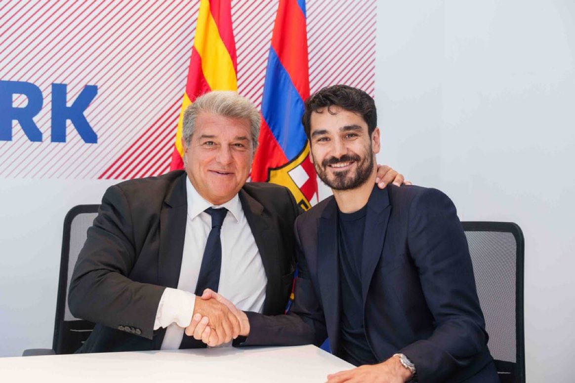 Joan Laporta and Ilkay Gundogan