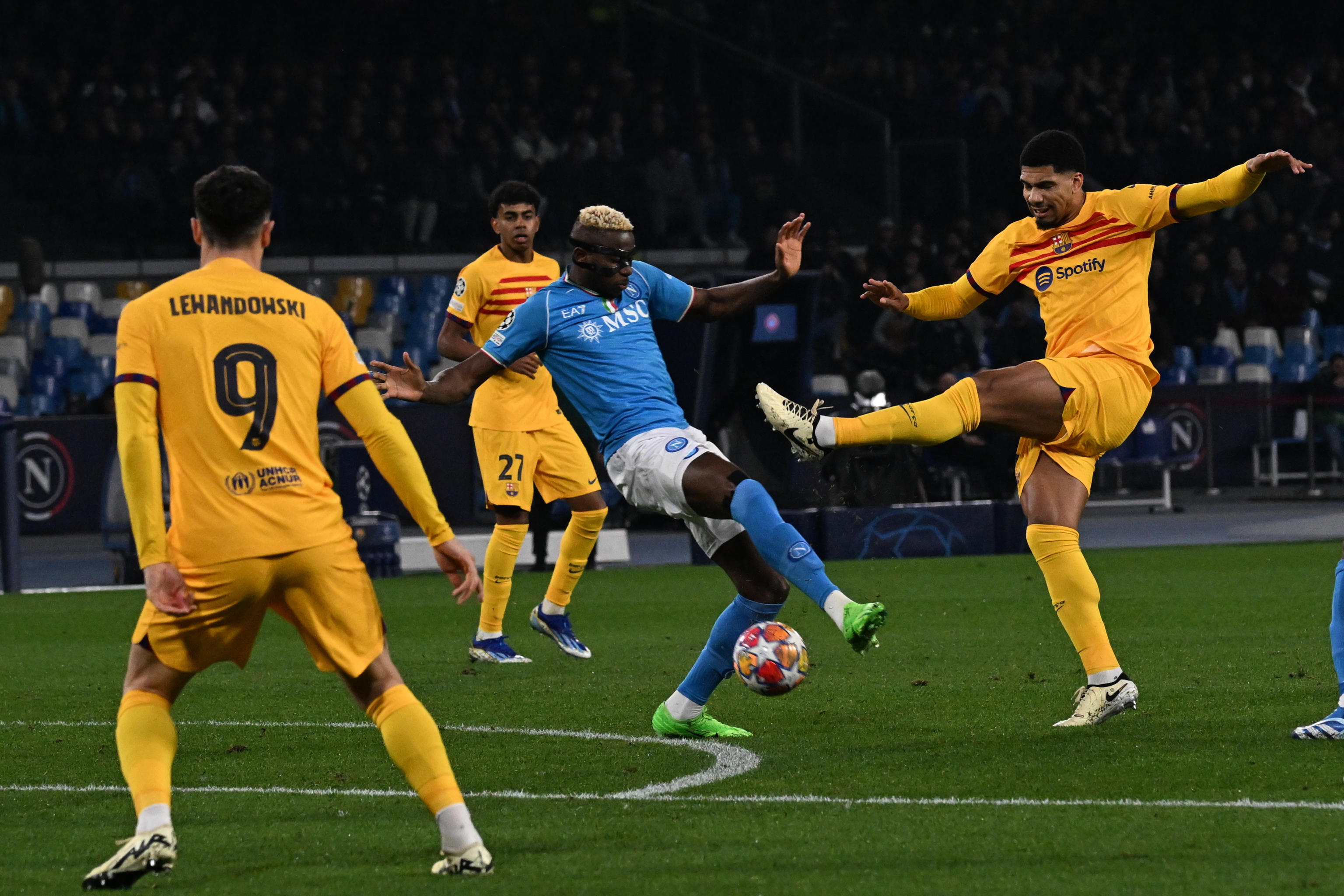 Osimhen in action against Barcelona.