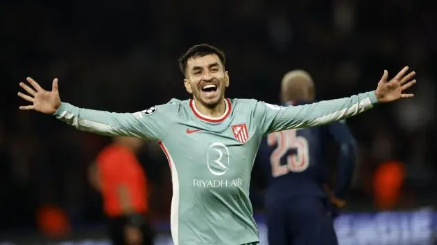Angel Correa scores against Paris Saint-Germain.