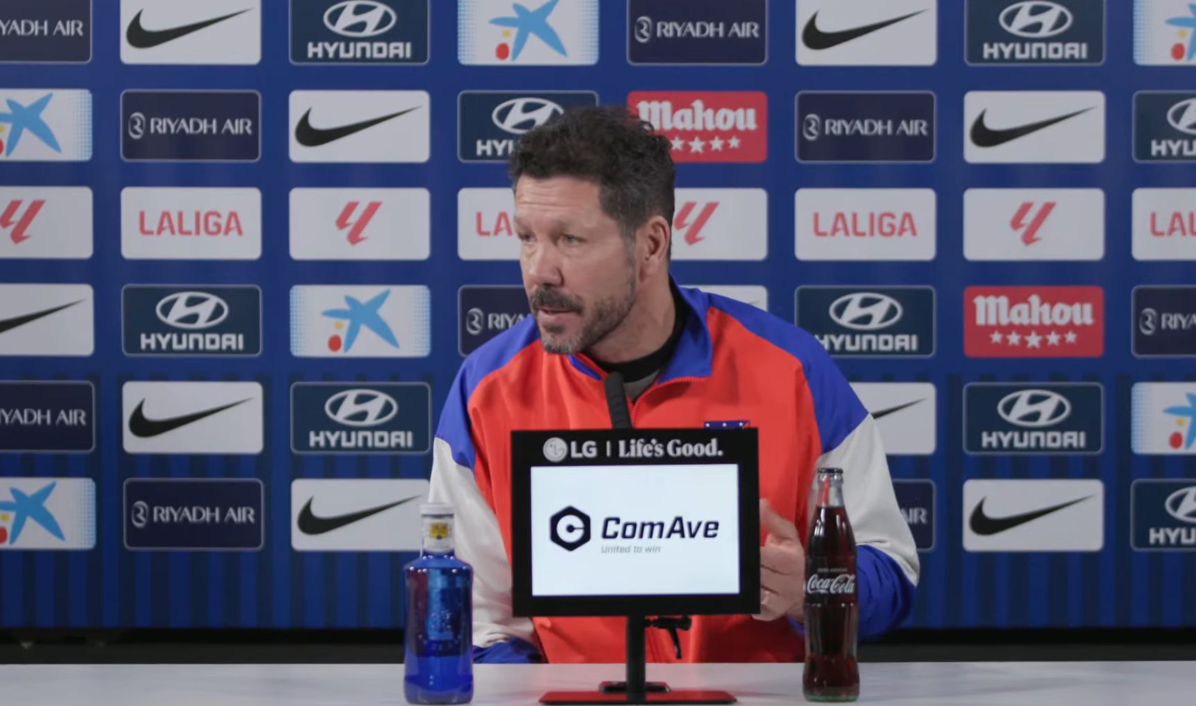 Simeone speaks to the press.