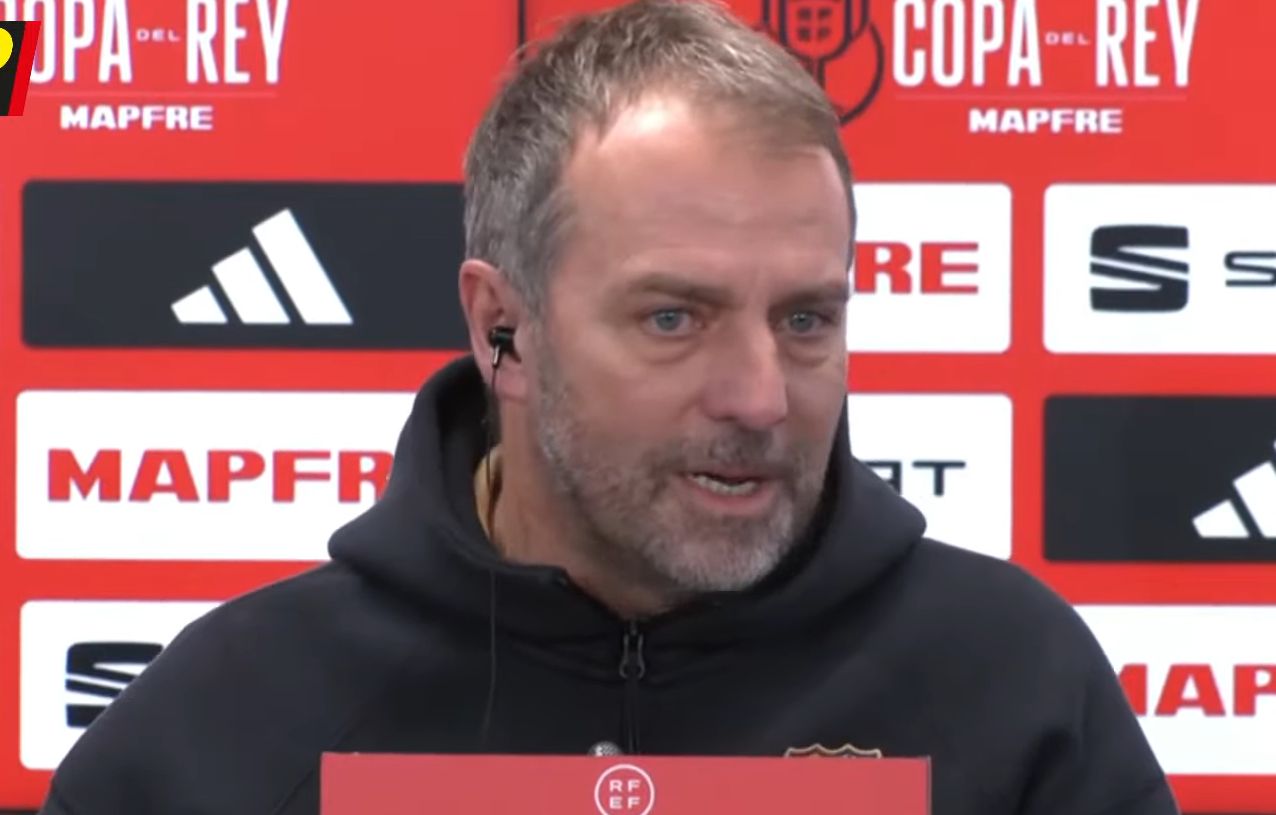 Flick speaks in a press conference