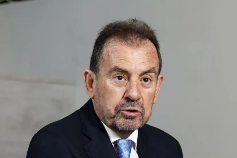 Getafe President Angel Torres in front of the press.
