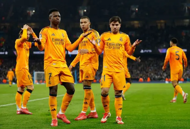 Real Madrid celebrate at Manchester City