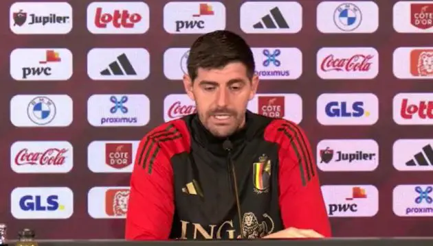 Courtois speaks to the media on international duty.