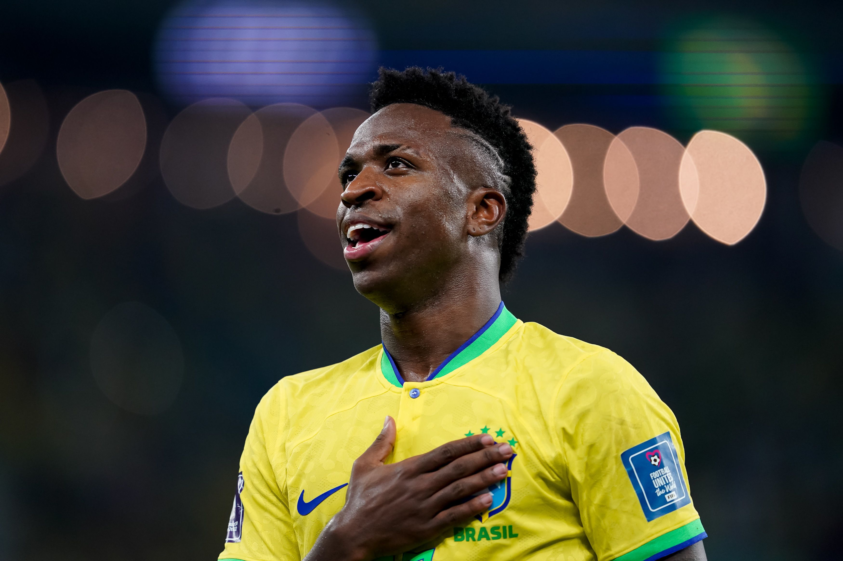 Vinicius celebrates for Brazil.
