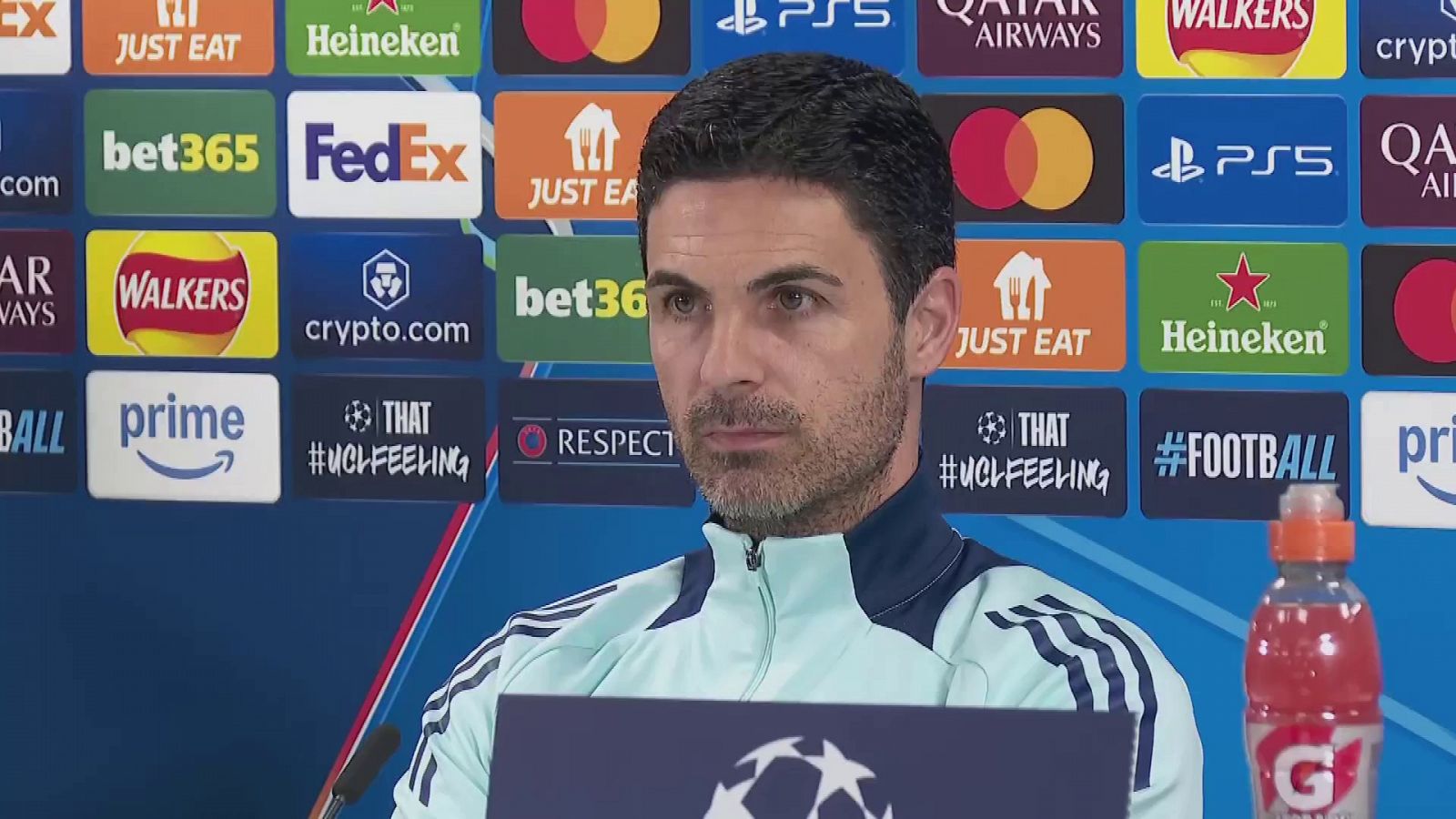 Mikel Arteta speaks to the press ahead of Real Madrid.