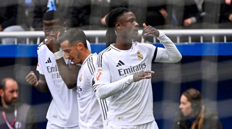 Camavinga celebrates against Alaves.