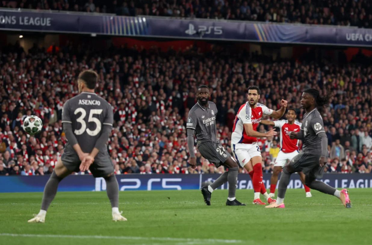 Merino scores against Real Madrid at the Emirates.