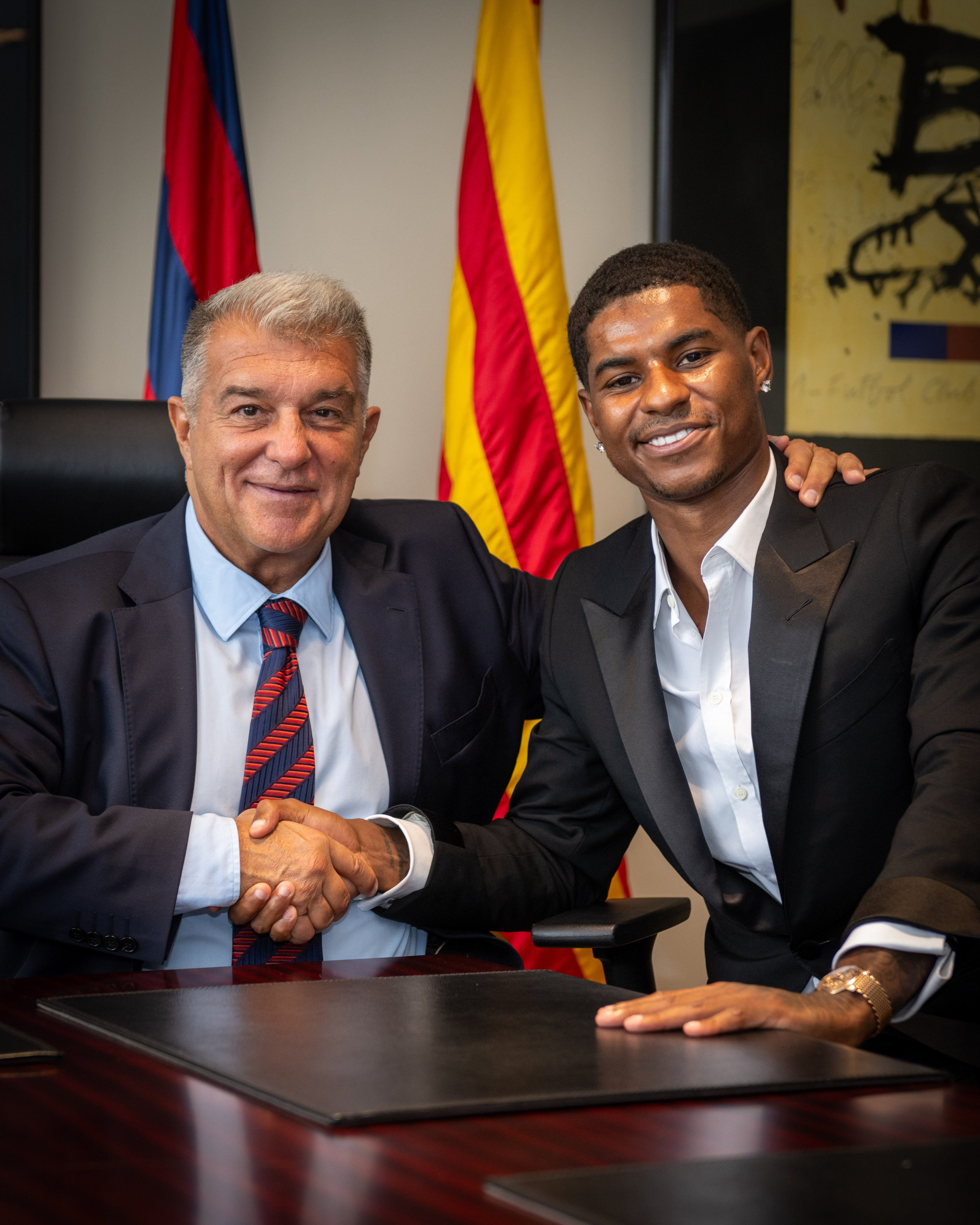 Marcus Rashford was content to be welcomed at Barcelona.