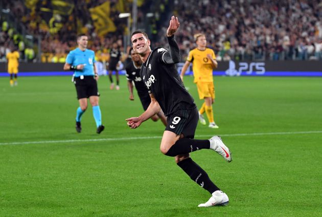 Vlahovic celebrates.