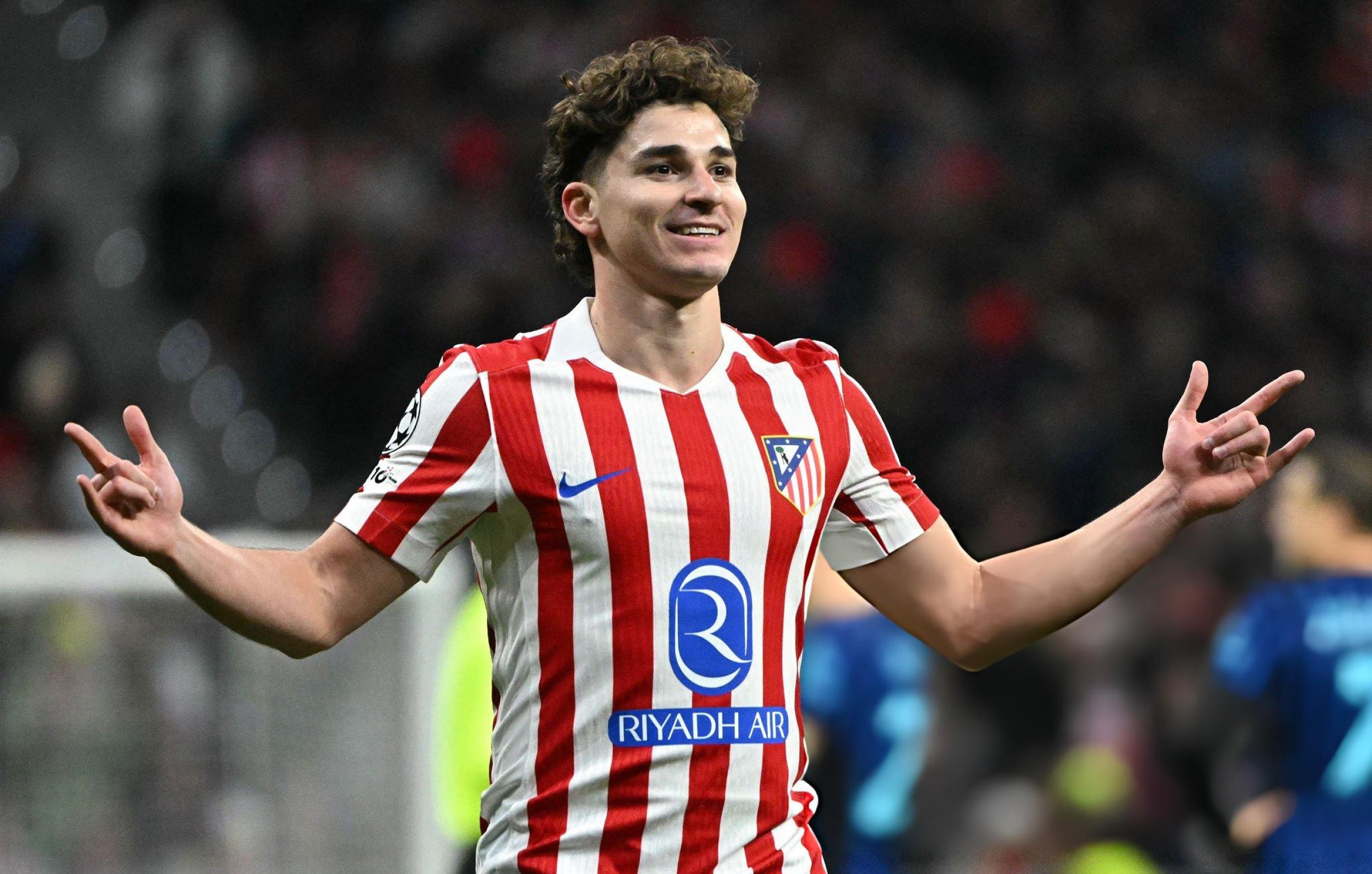 Alvarez celebrates a goal.