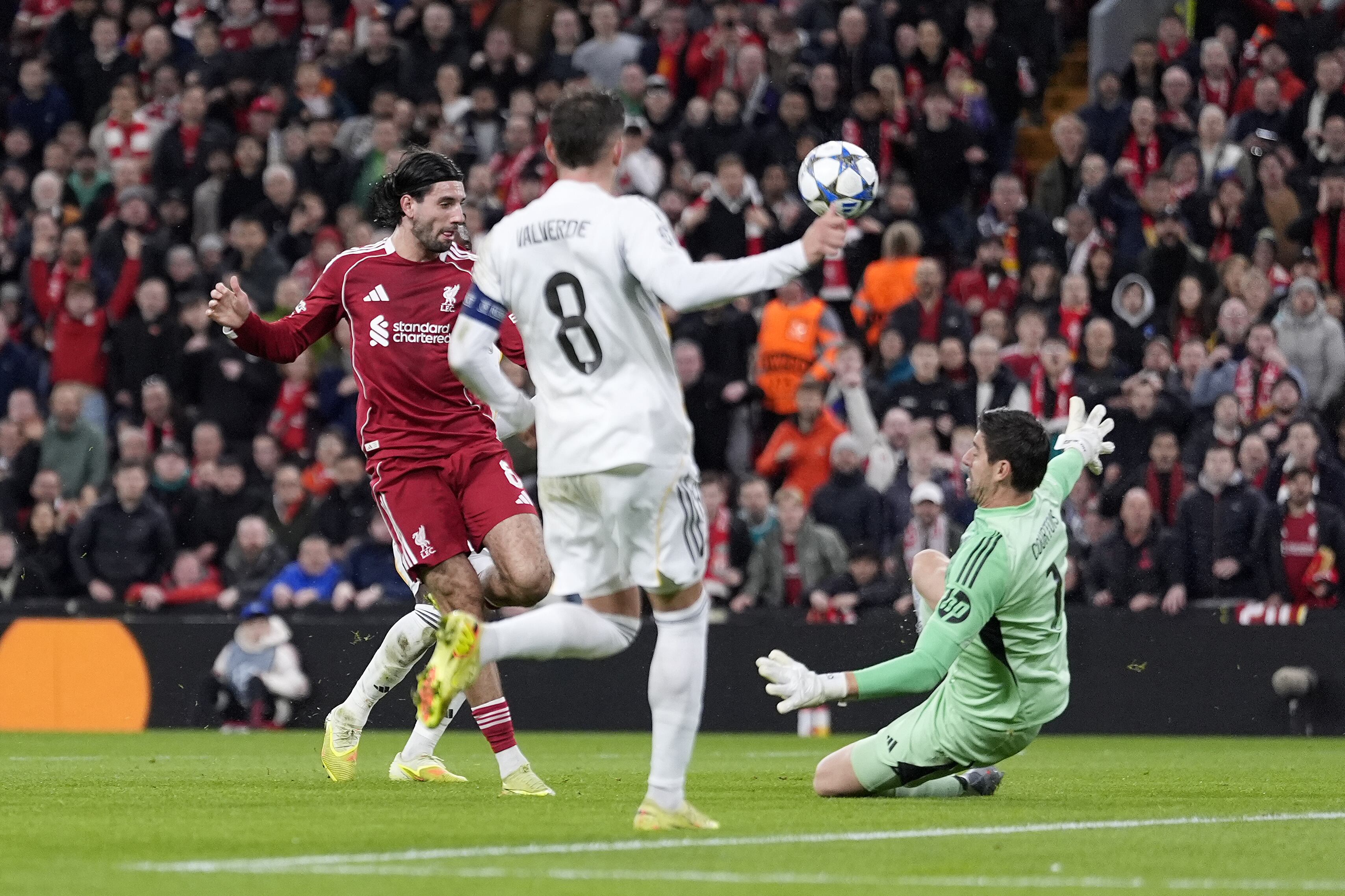 Courtois prevented a number of Liverpool goals.