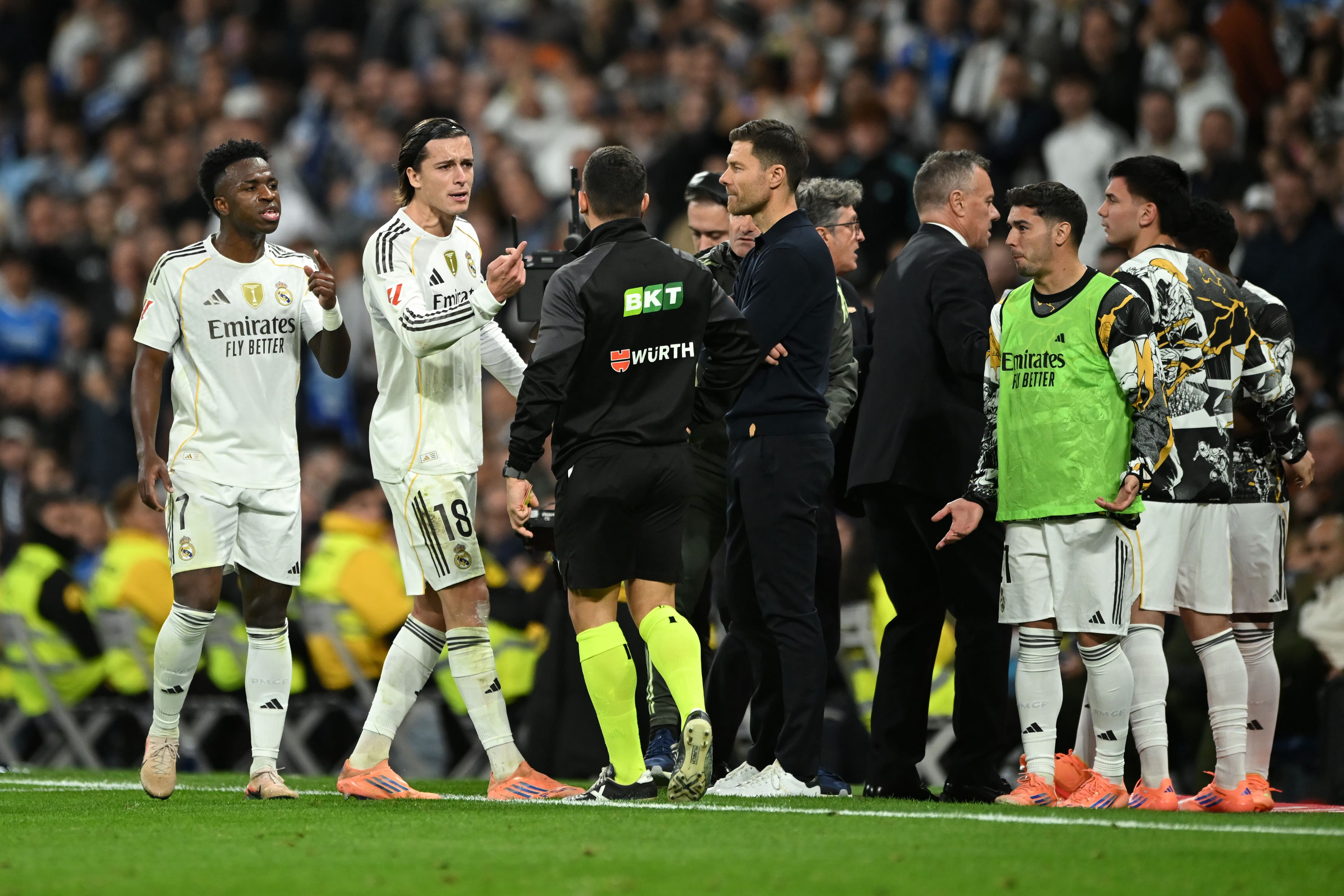 Alonso watches on as his side collapsed.