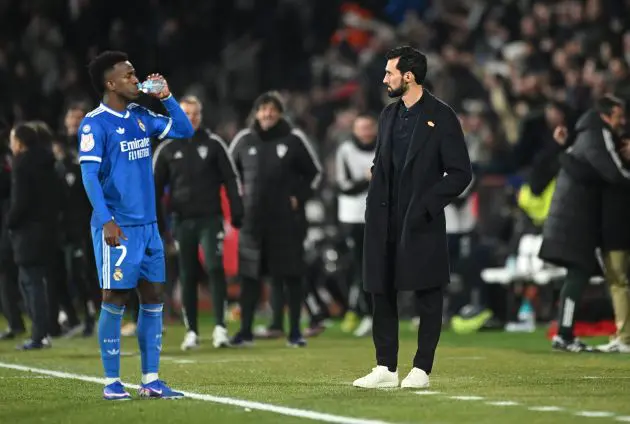 Arbeloa and Vinicius during defeat to Albacete.