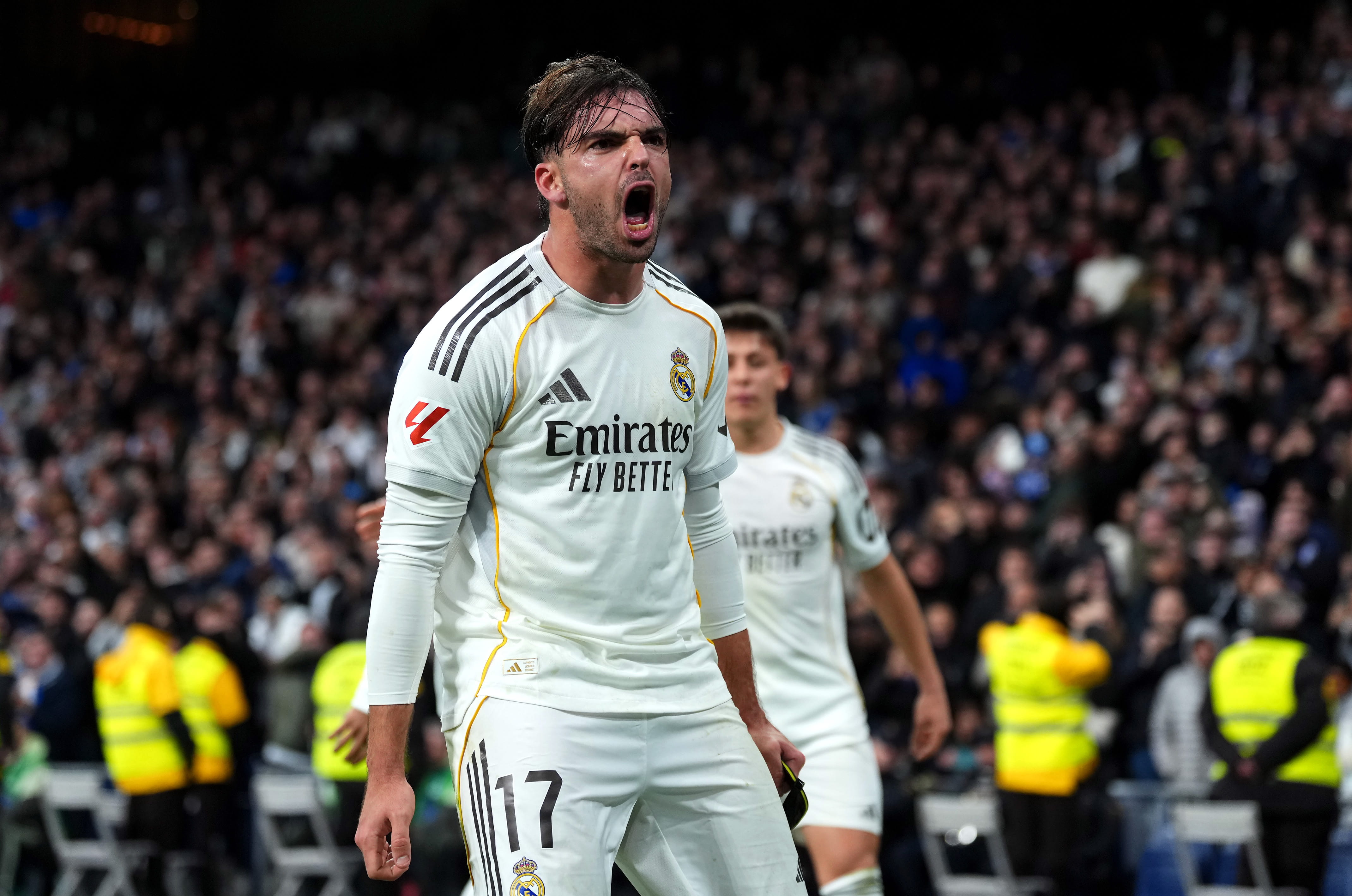 Asencio celebrates against Levante.